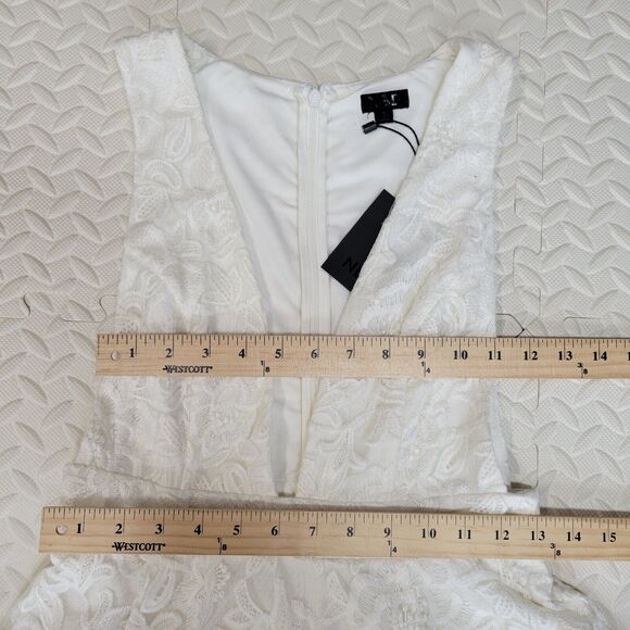 Revolve NBD Faith White Lace Mini Dress Small Plunging Neckline Sleeveless NWT - Picture 10 of 13
